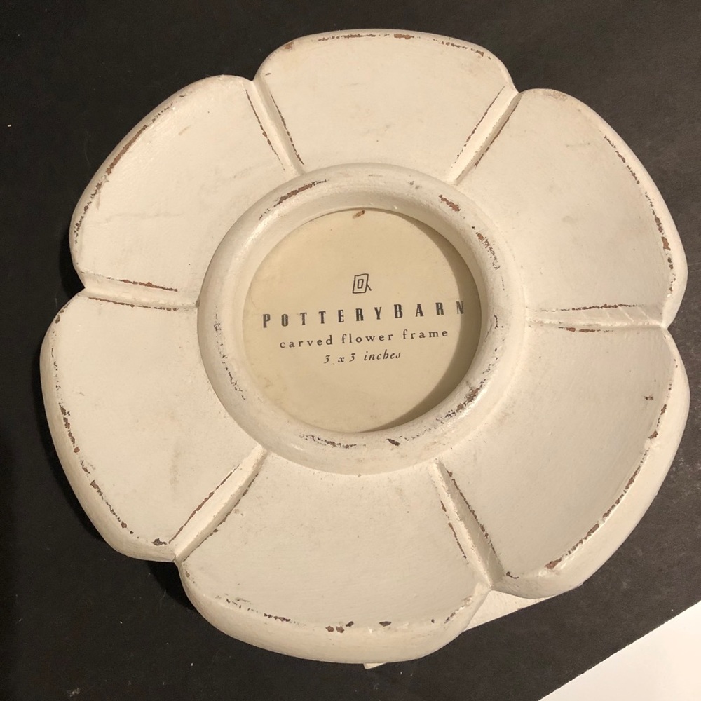 Pottery Barn 3x3 White Distressed Flower Frame - Picture 3 of 11